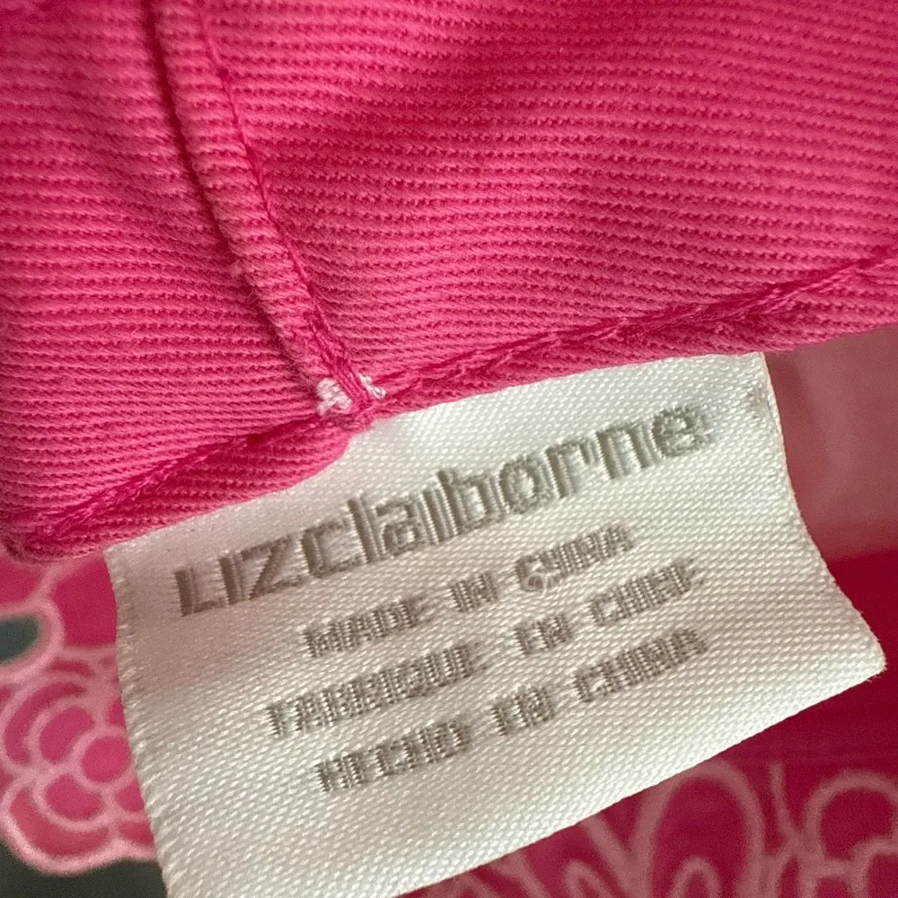 Vintage Liz Claiborne Pink Floral Eyelet Bucket Hat